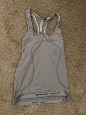 lululemon athletica Gray & White Striped Racerback Tank